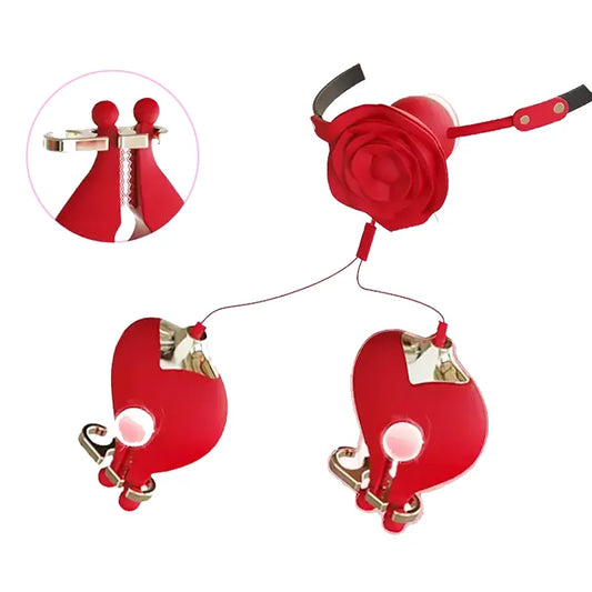 Rose Oral & Nipple Clamp Vibrator
