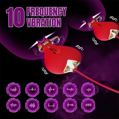 Rose Oral & Nipple Clamp Vibrator