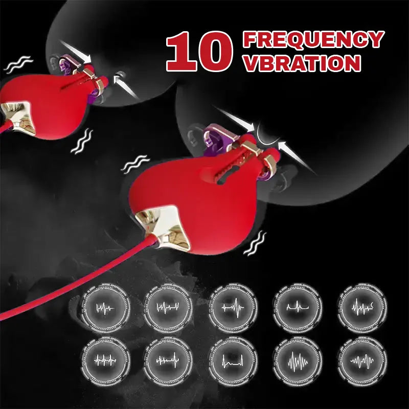 Rose Oral & Nipple Clamp Vibrator